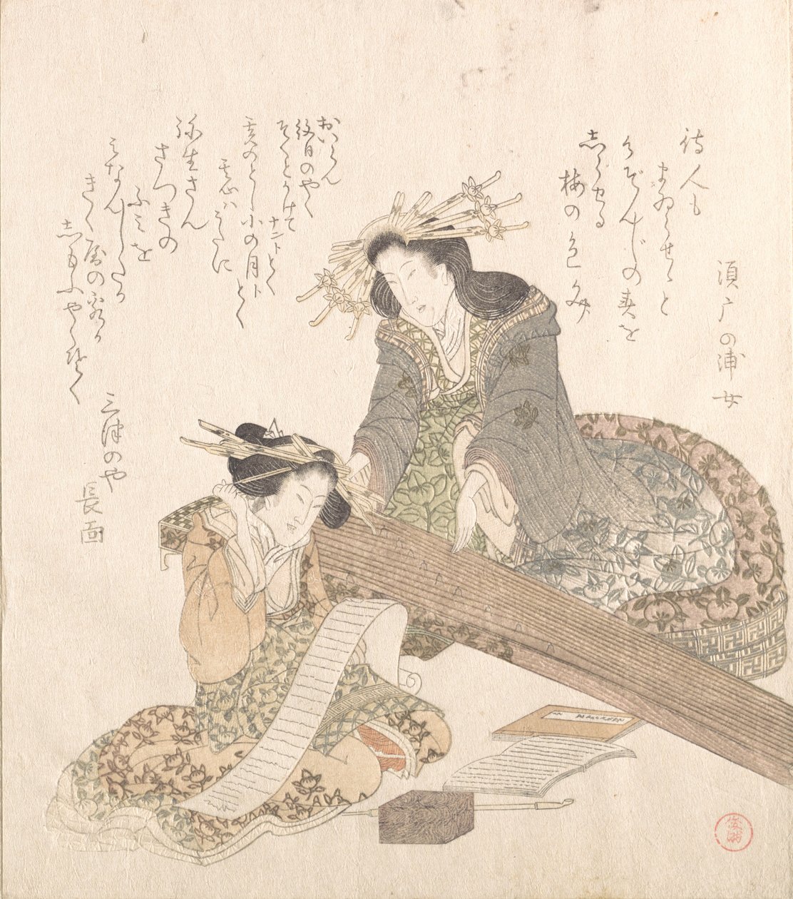 Kaksi kurtisaania..., 1700-luvun loppu - 1800-luvun alku. tekijältä Kubo Shunman