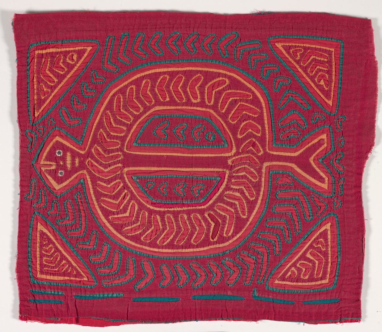 Paitapaneeli (mola) (applikoitu puuvilla) tekijältä Kuna Indian Culture