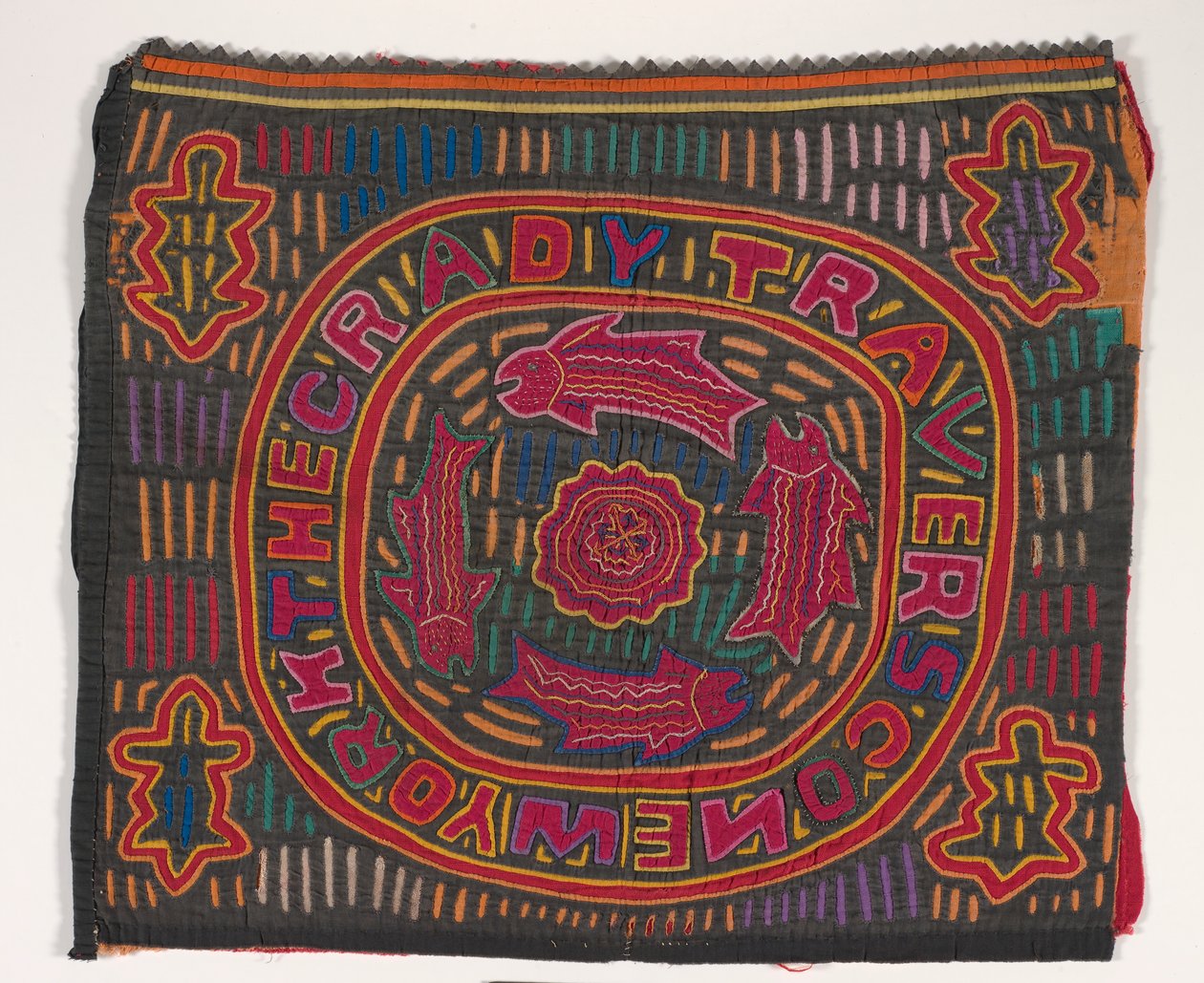 Paitapaneeli (mola) (applikoitu puuvilla) tekijältä Kuna Indian Culture