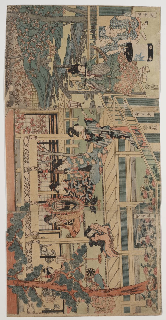 Ohikulkija nauttimassa iltakonsertista (väripuupiirros) tekijältä Kuninaga Utagawa