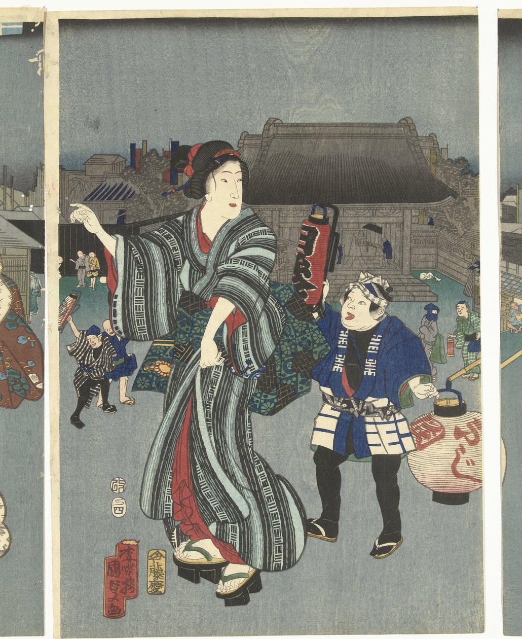 Temppelifestivaali tekijältä Kunisada (II) , Utagawa