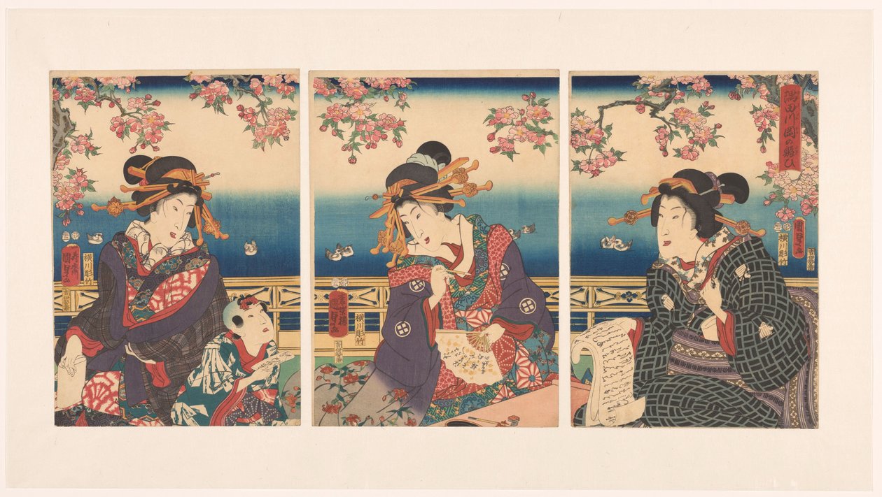Hyvinvointi vuoristossa Sumida-joen varrella tekijältä Kunisada (II) , Utagawa