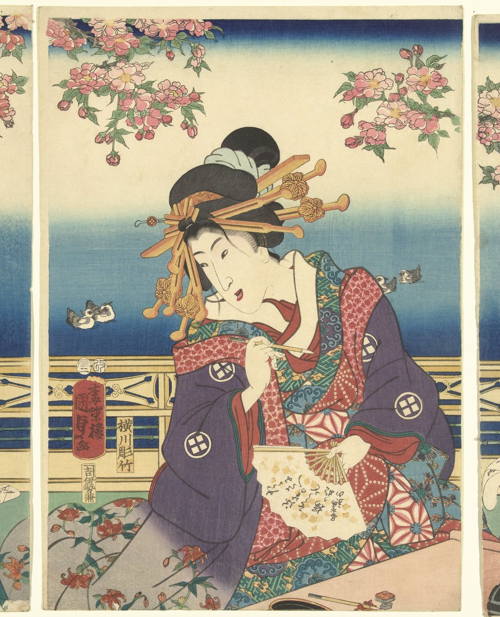 Hyvinvointi vuoristossa Sumida-joen varrella tekijältä Kunisada (II) , Utagawa