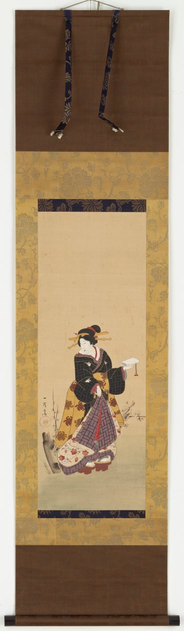 Oiran seisoo luumupuun vieressä tekijältä Kuniyuki Utagawa