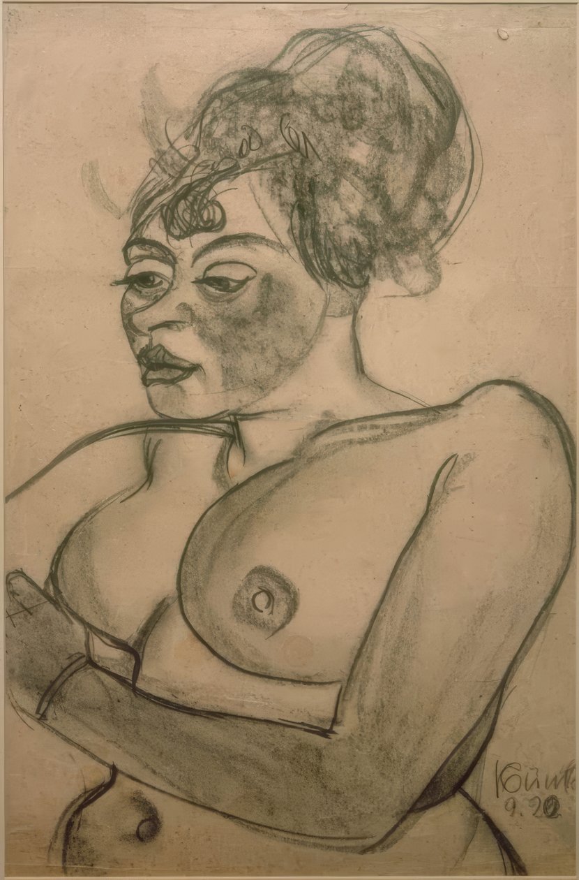 Naisten puolialastonkuva hiusdonitsilla tekijältä Kurt Günther