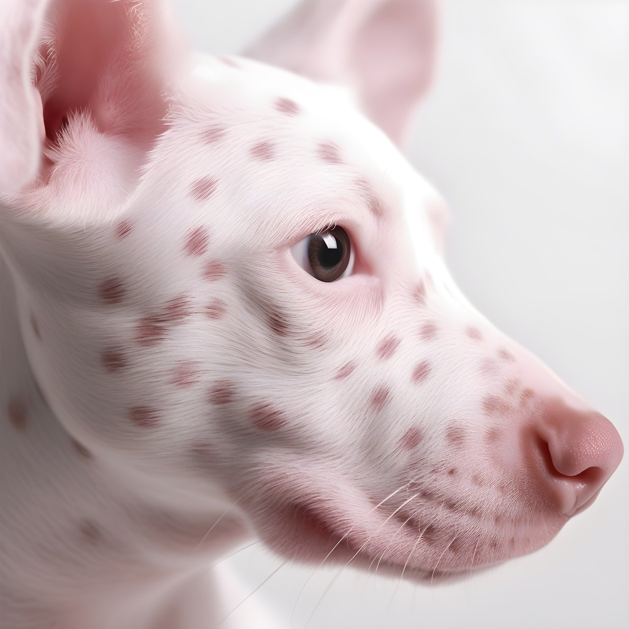 Kiehtova lähikuva sian vaaleanpunaisesta valkoisista eläinten dalmatialaispilkuista moiré-kuviossa 2 tekijältä Kurt Heppke