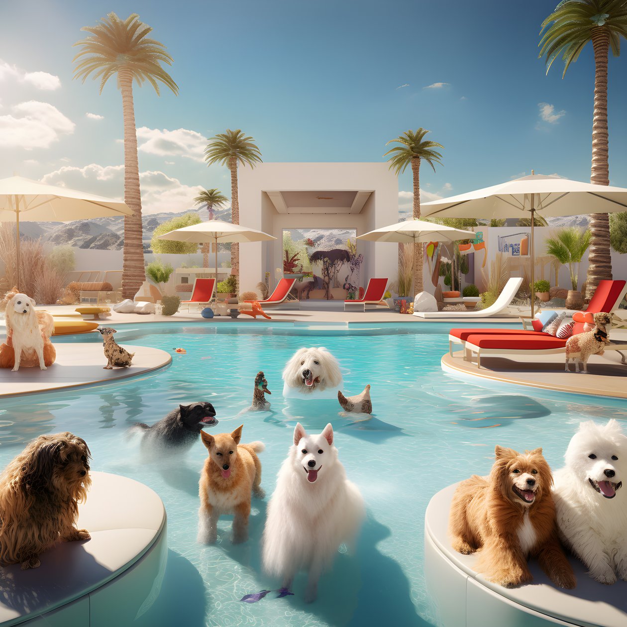Hunde-Poolparty Palm Springsissä 1 tekijältä Kurt Heppke