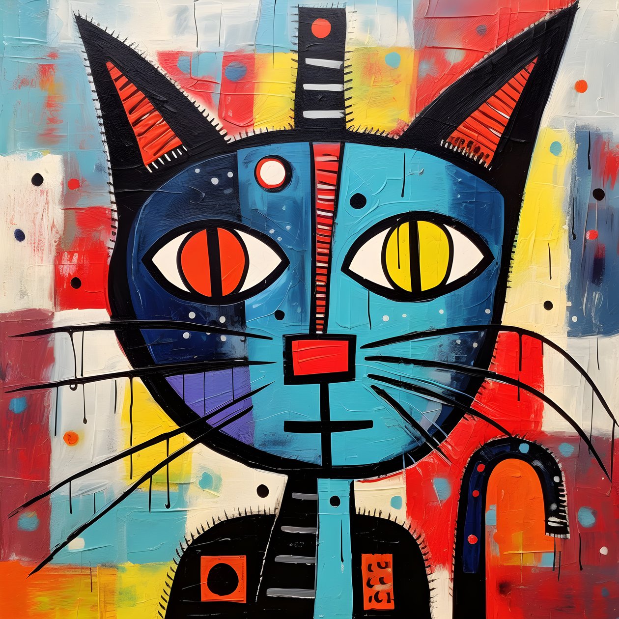 Söpö kissa Picasson, Joan Miron ja Basquiat 4:n tyyliin tekijältä Kurt Heppke