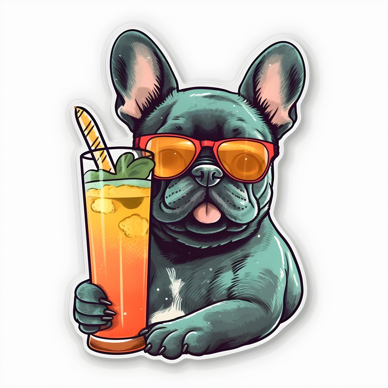 tarroja, viileitä ranskanbulldogeja, juomassa cocktailia 2 tekijältä Kurt Heppke