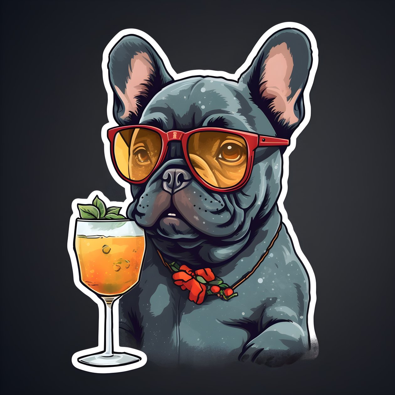 tarroja, viileitä ranskanbulldogeja, juomassa cocktailia 3 tekijältä Kurt Heppke