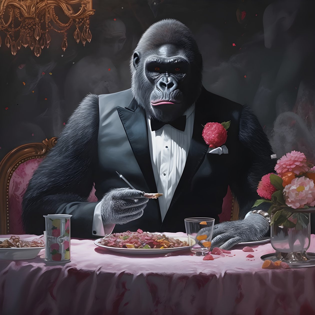 gorilla syömässä 4 tekijältä Kurt Heppke