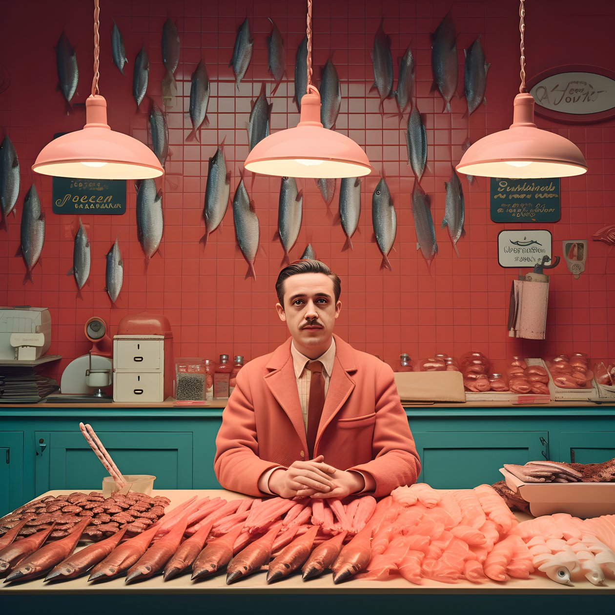 surrealistinen kuva puolalaisesta kalakauppiasta 1950-luvulta 2 tekijältä Kurt Heppke