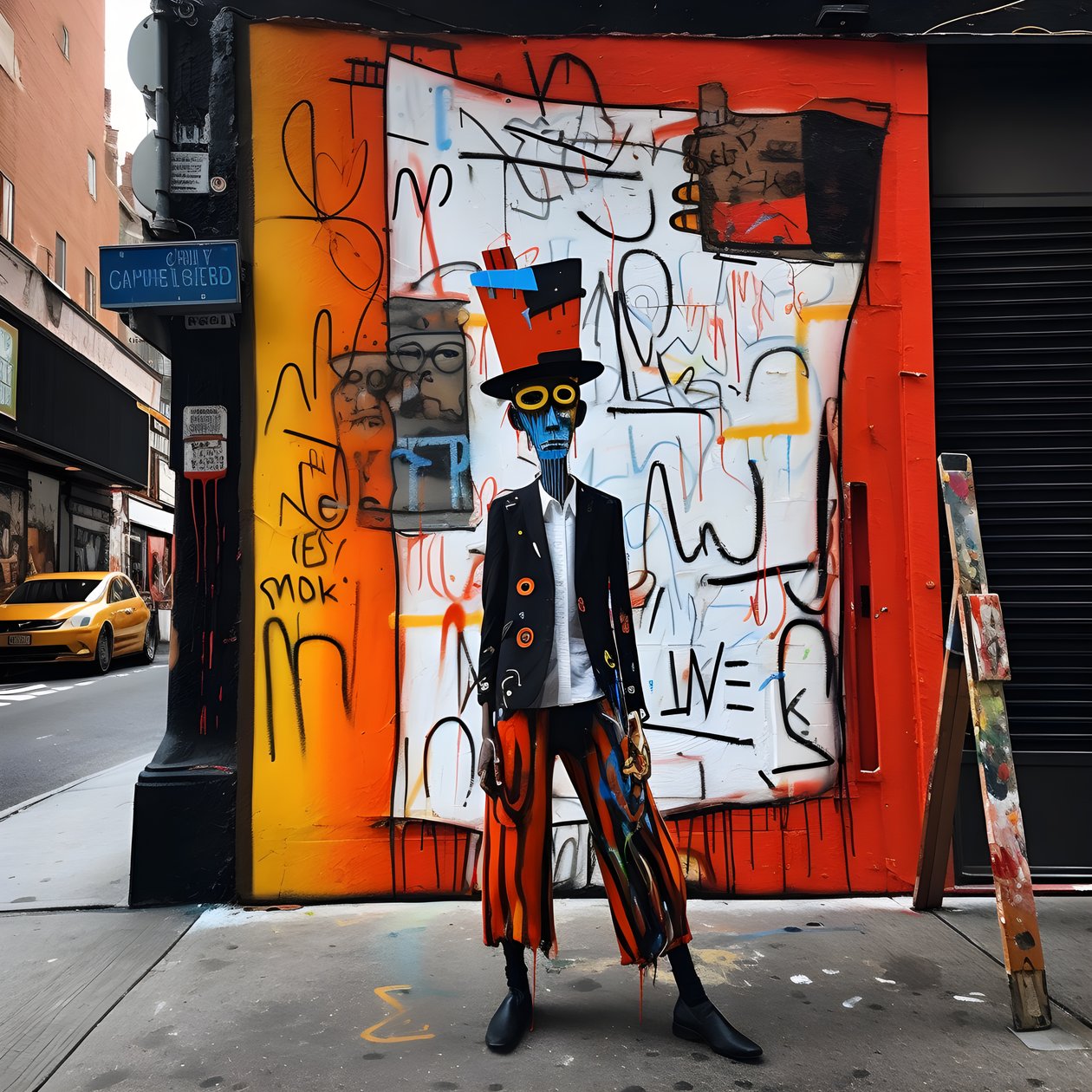 maalattu hahmo herää henkiin kävellessään kadulla New Yorkissa, surrealistinen kuva 4 tekijältä Kurt Heppke