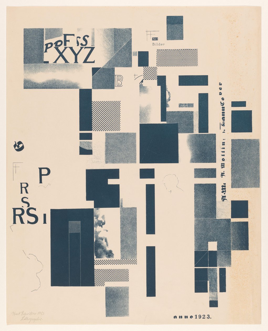 Koostumus typografisilla elementeillä tekijältä Kurt Schwitters (signed by artist)