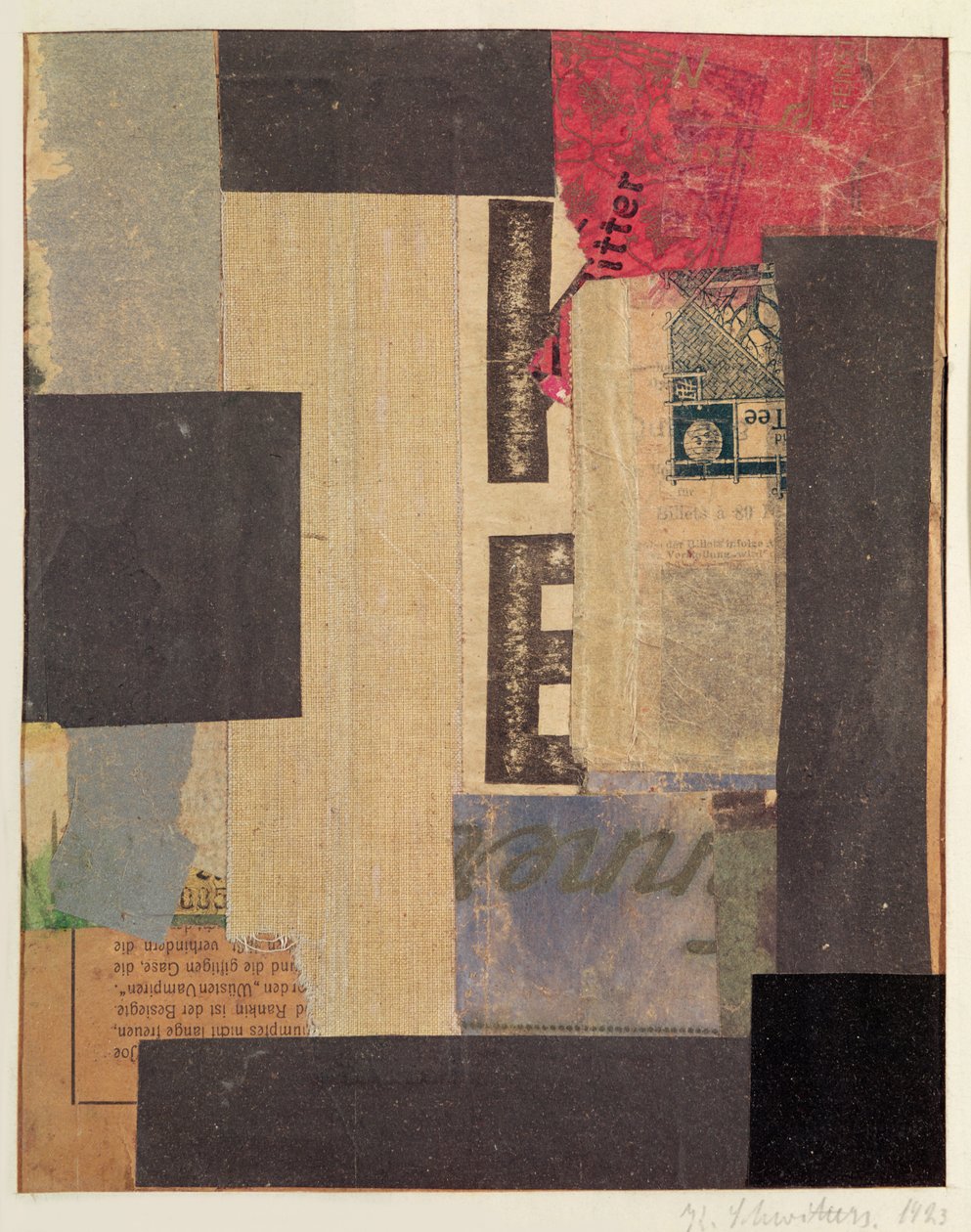 Kollaasi, 1923 tekijältä Kurt Schwitters