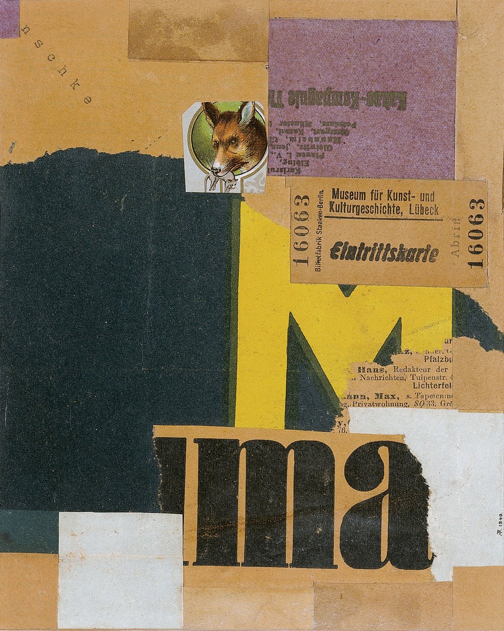 Pääsylippu Mz 456, 1922 tekijältä Kurt Schwitters