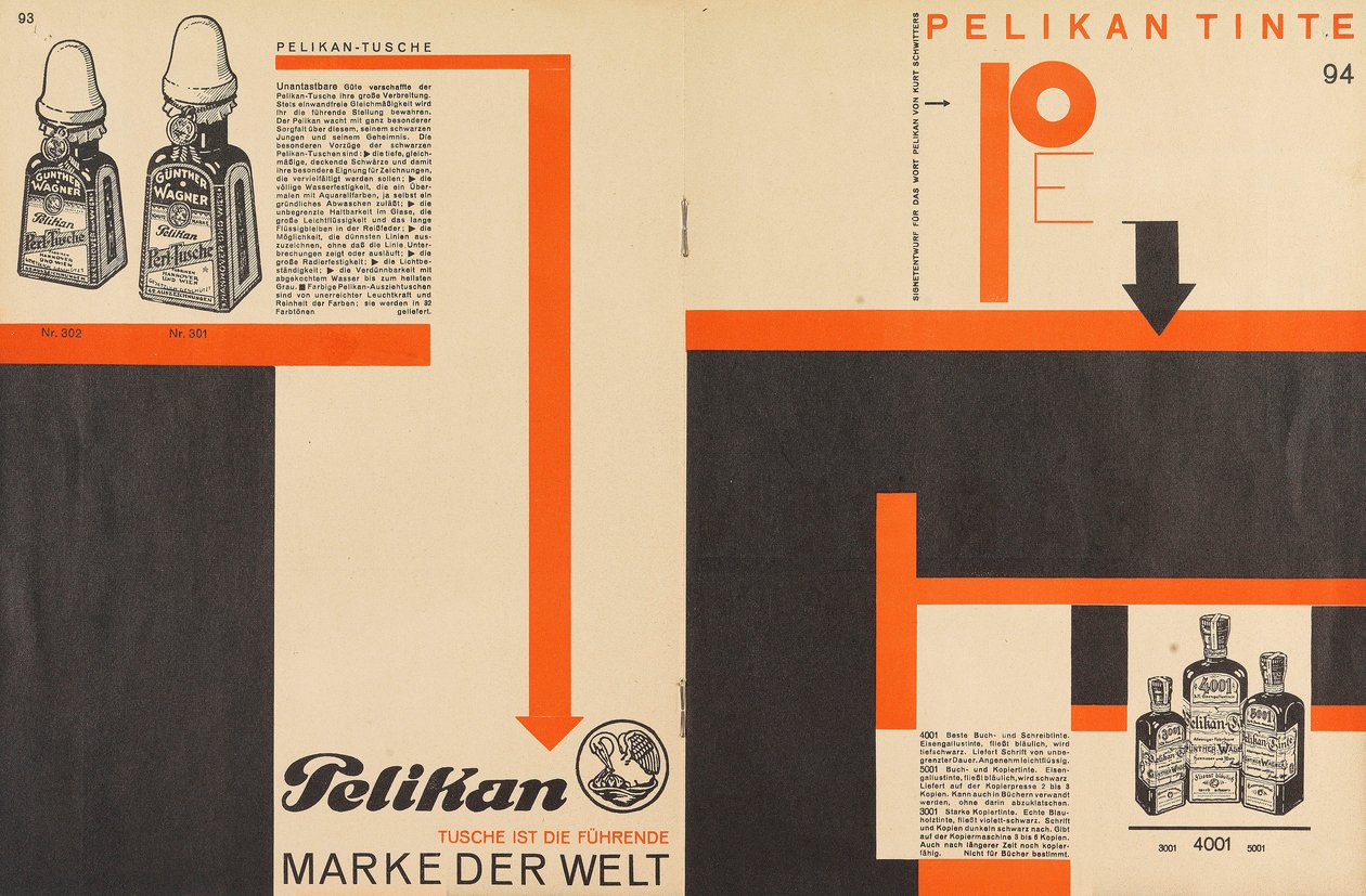 Merz 11 Pelican Ink -mainos, 1924. tekijältä Kurt Schwitters