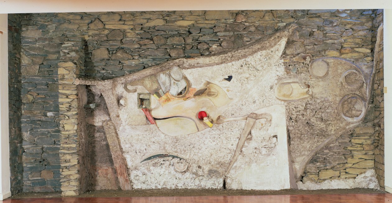 "Merzbarn" -seinien kohokuvio tekijältä Kurt Schwitters