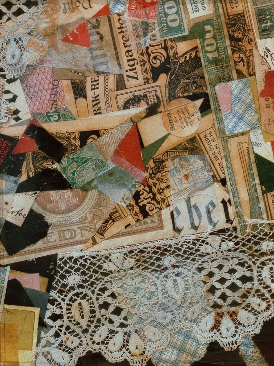 Merz-piirustus 297 keltainen tekijältä Kurt Schwitters