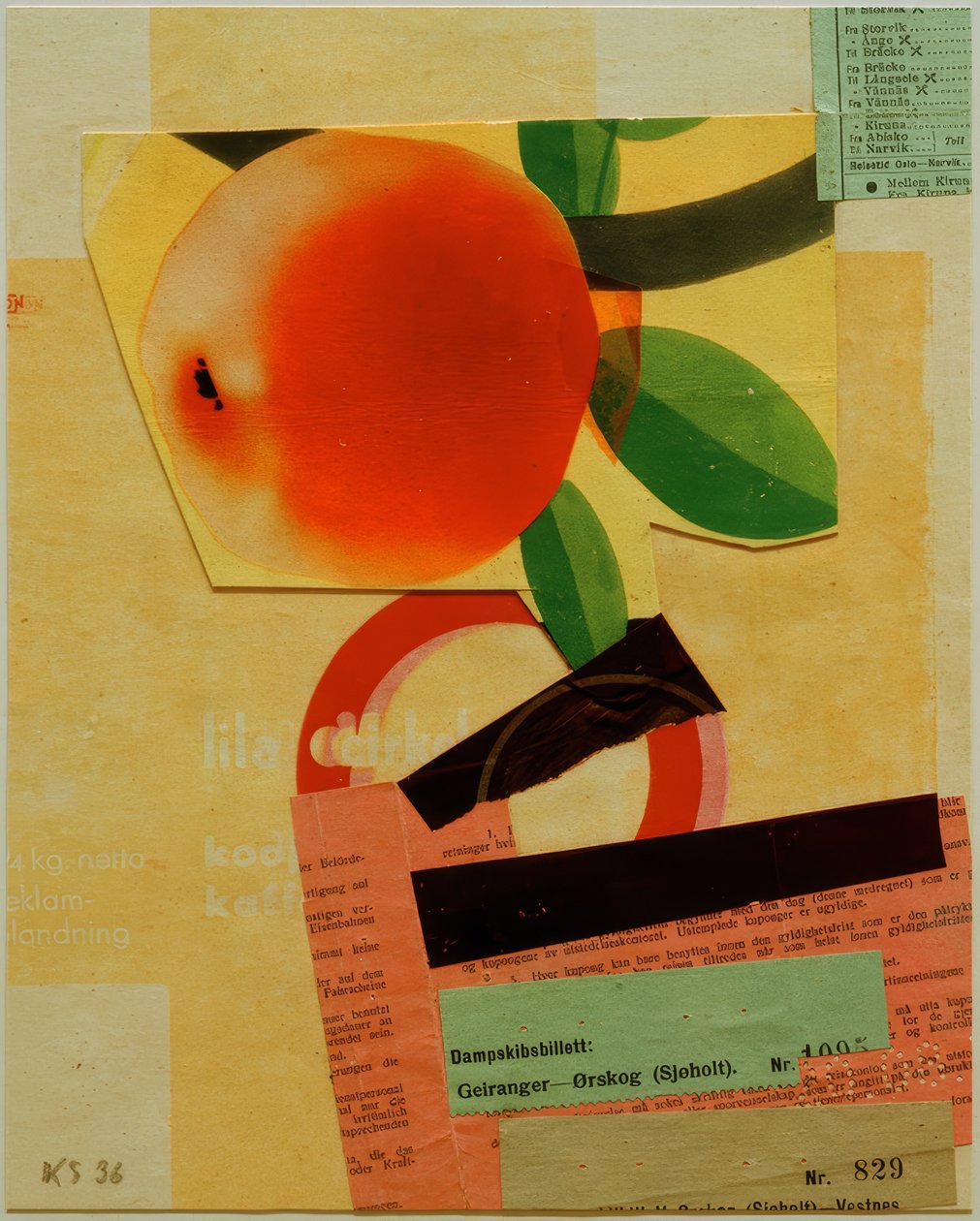 Nimetön (punaisella omenalla) tekijältä Kurt Schwitters