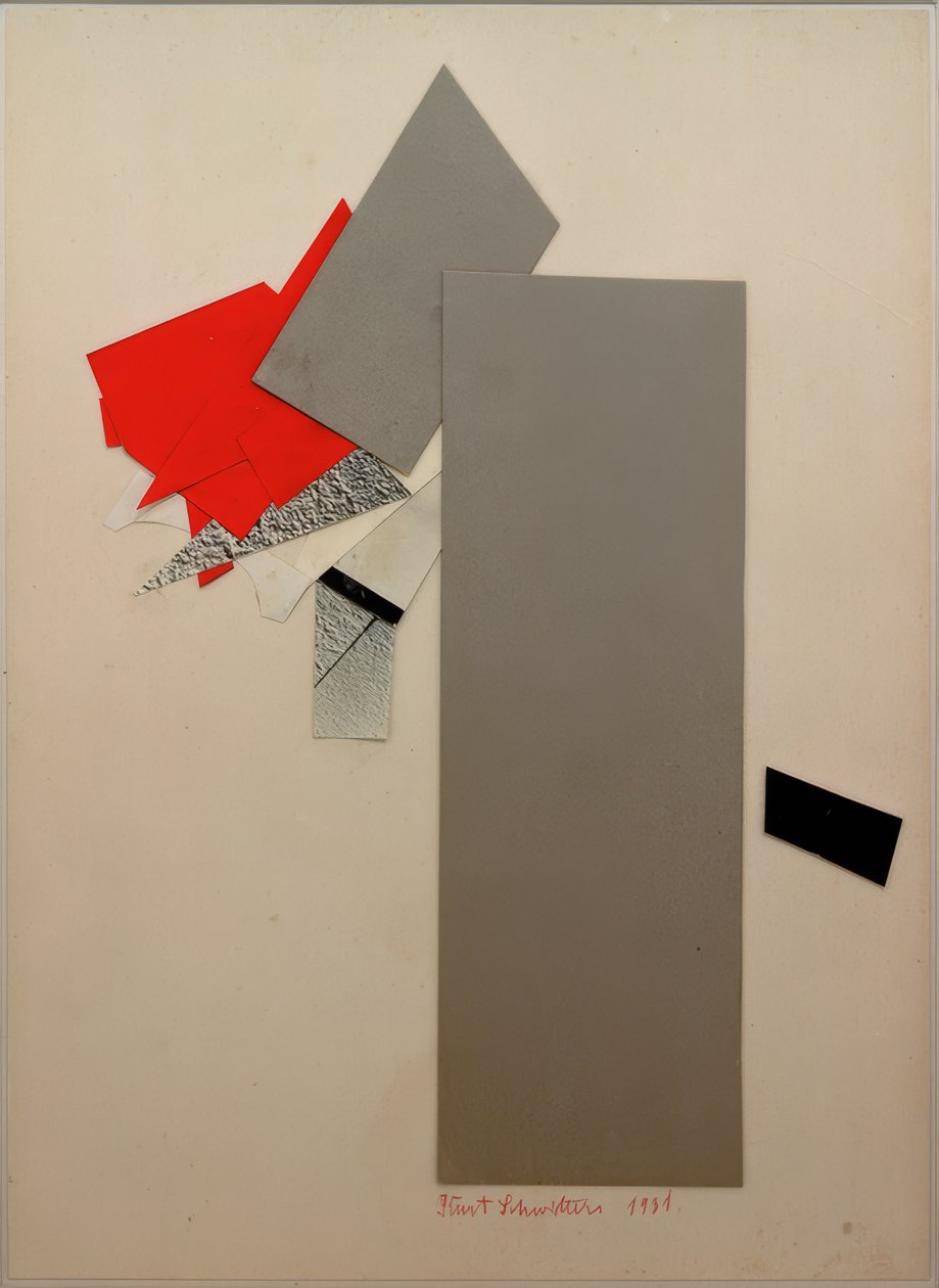 Nimetön (punainen, harmaa, musta) tekijältä Kurt Schwitters