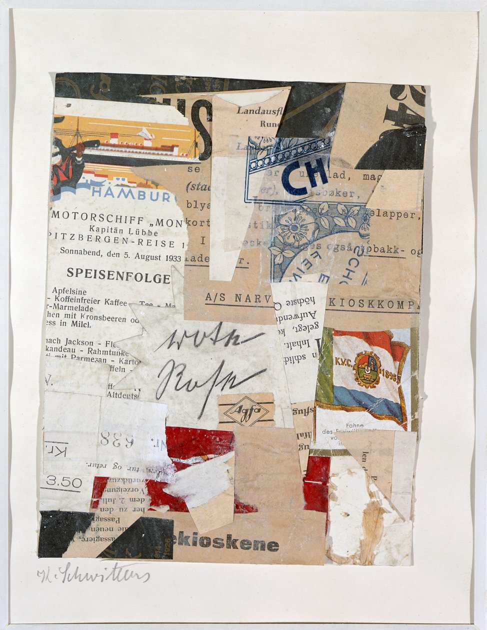 Punainen ruusu, n. 1933-34 tekijältä Kurt Schwitters
