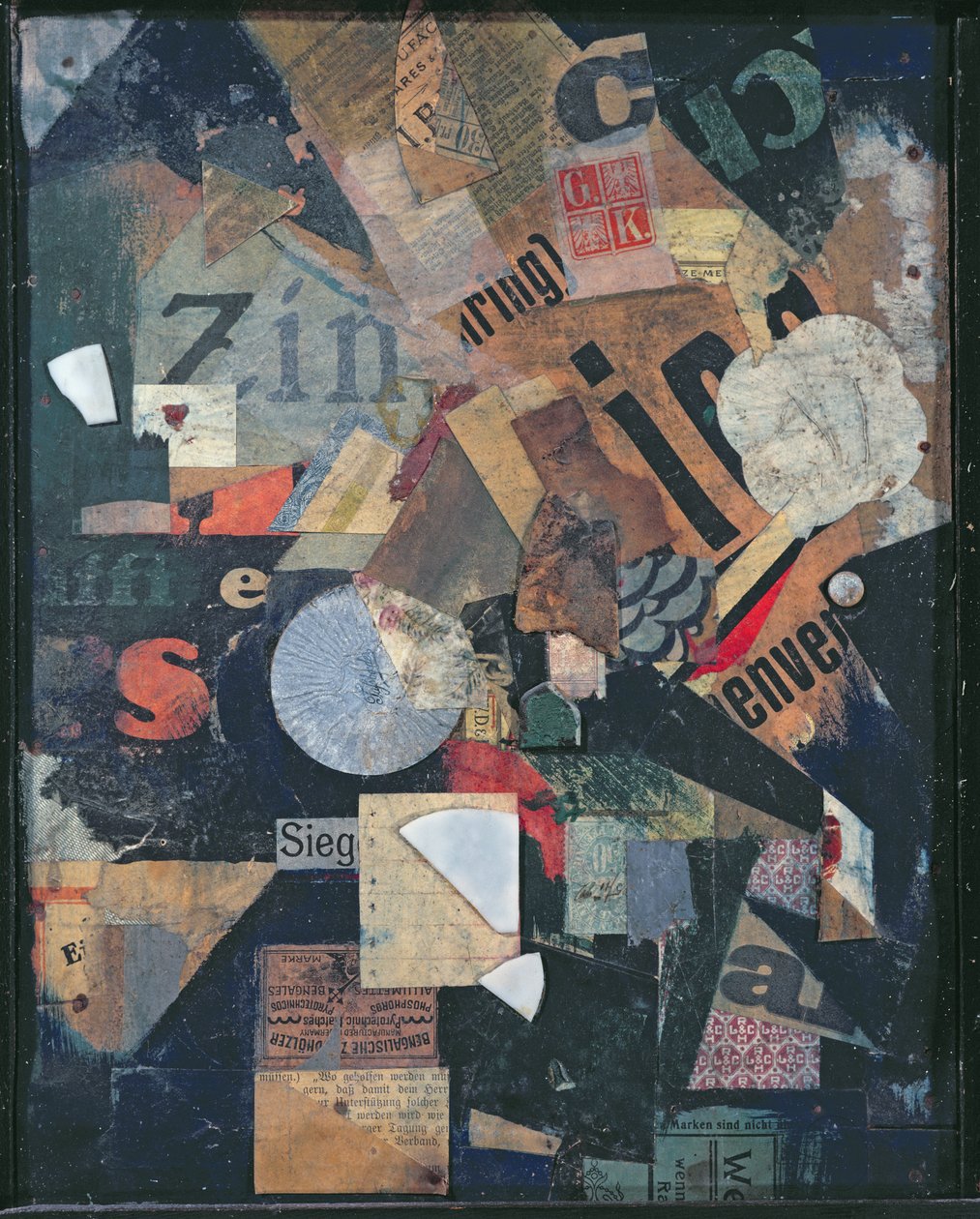 Voitto (öljy ja kollaasi sanomalehdissä) tekijältä Kurt Schwitters