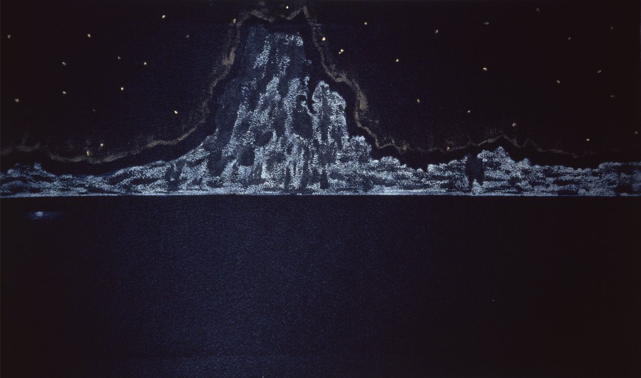 Midnight Eruption, 2004 (akvarelli paperille) tekijältä Kurtis L. Miller