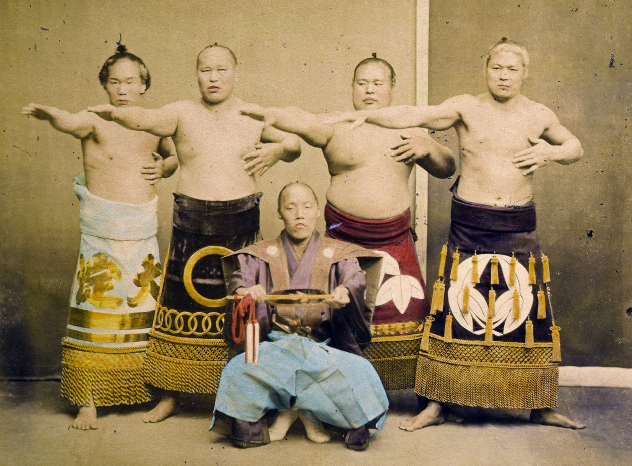 Sumopainijat, n. 1877 tekijältä Kusakabe Kimbei