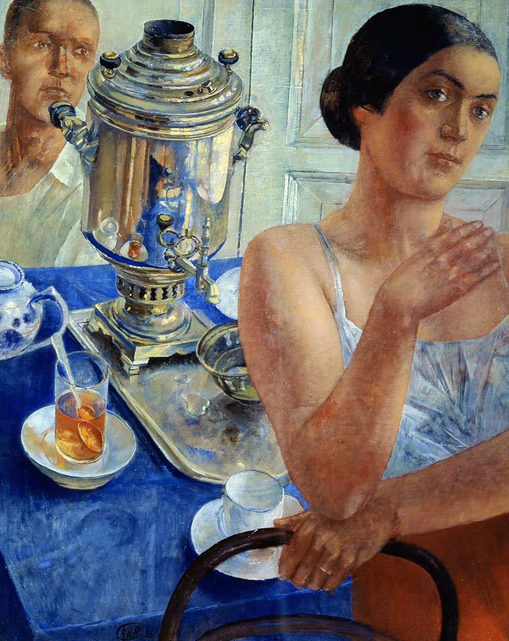 Samovaarin äärellä, 1926 tekijältä Kuzma Sergeevich Petrov Vodkin