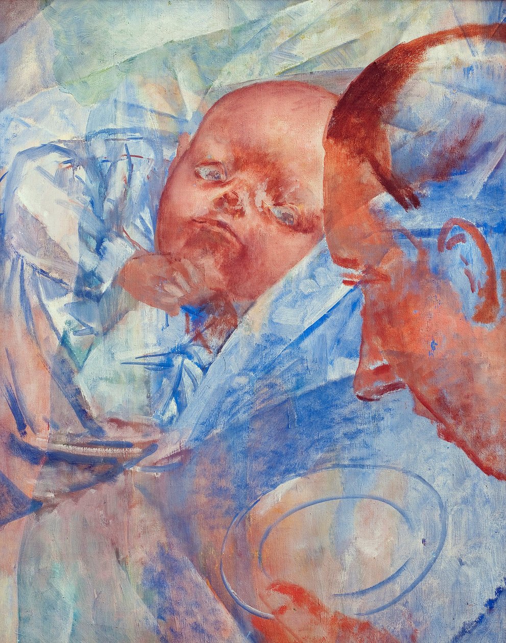 Äiti ja lapsi - Petrov-Vodkin (Petrov Vodkin), Kuzma Sergejevitš (1878-1939) - 1922 - Öljy kankaalle - 64,2x50,3 - Yksityiskokoelma tekijältä Kuzma Sergeevich Petrov Vodkin