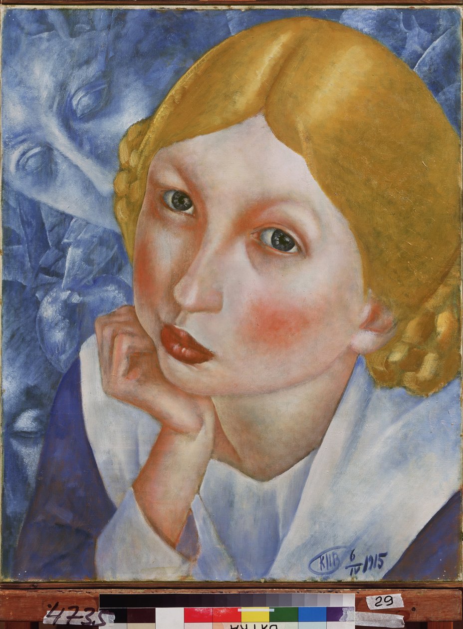 Rian muotokuva. Kuzma Sergeevich Petrov Vodkin (Petrov-Vodkin) (Kouzma Petrov Vodkin) (Petrov-Vodkin) (1878-1939), öljy kankaalle tekijältä Kuzma Sergeevich Petrov Vodkin