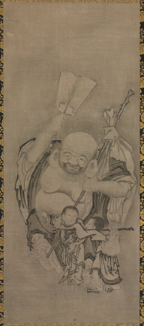 Hotei taolaisten kuolemattomien kanssa: Hotei, n. 1575-1600. tekijältä Kyūseki Tomonobu