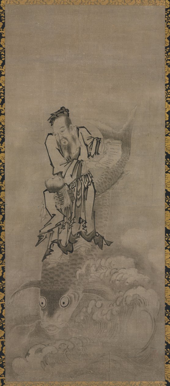 Hotei Daoist Immortalsin kanssa: Immortal Riding Carp tekijältä Kyūseki Tomonobu