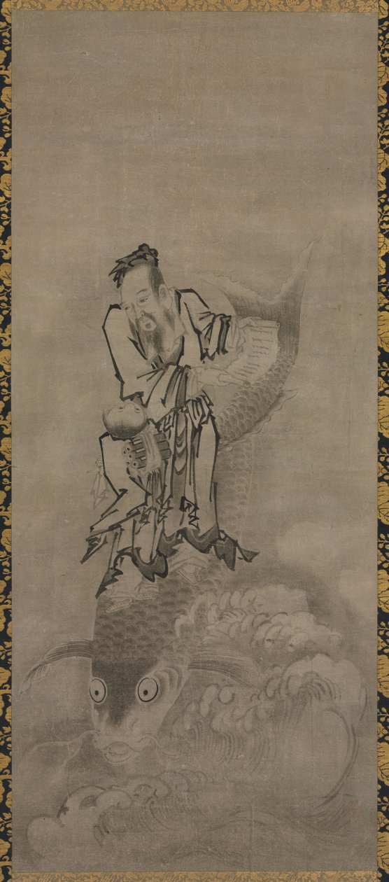 Hotei taolalaisten kuolemattomien kanssa, 1600-luvun loppu - 1700-luvun alku. tekijältä Kyūseki Tomonobu