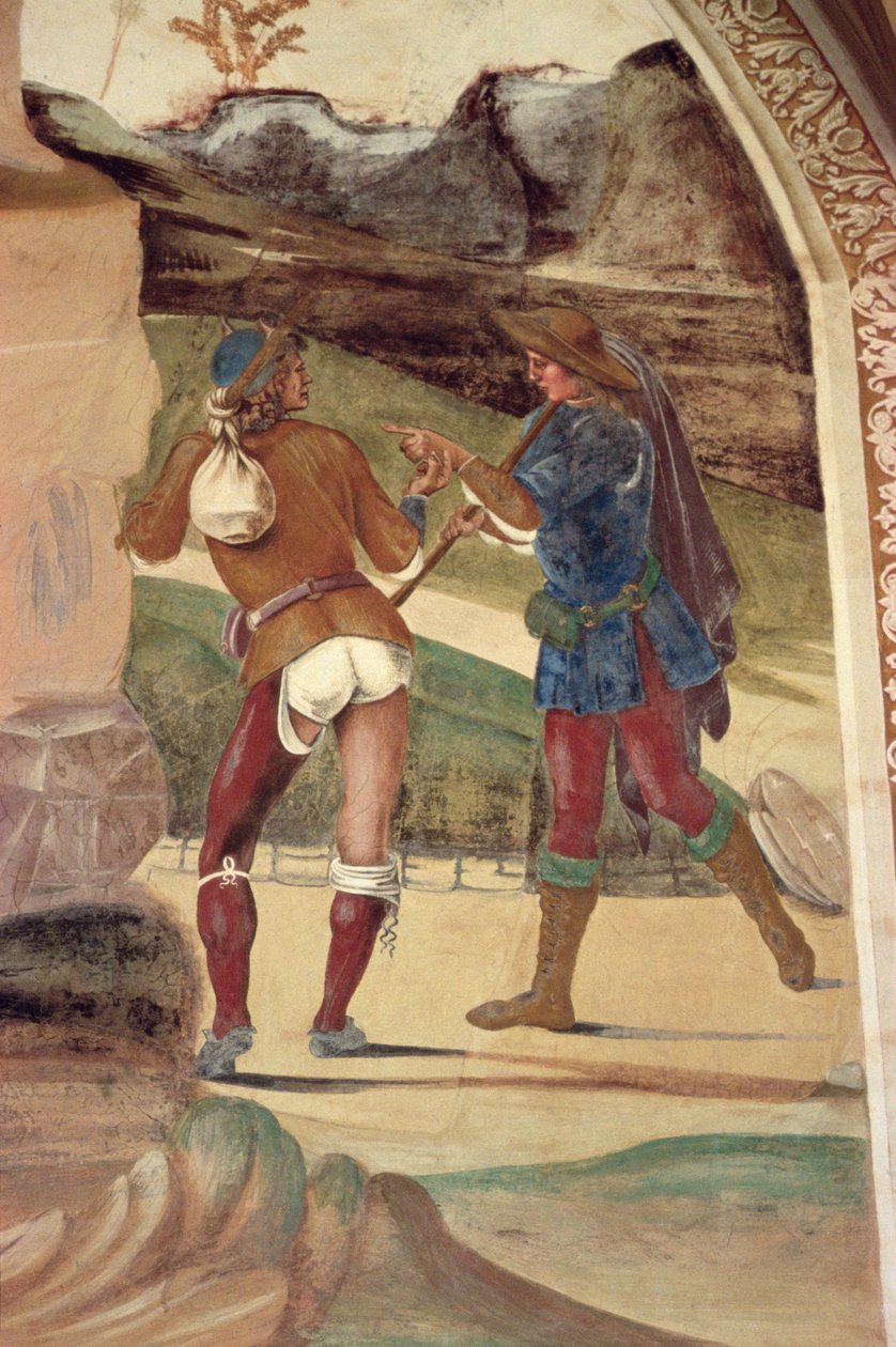Pyhän Benedictuksen elämä (yksityiskohta) tekijältä L. and Sodoma, G. Signorelli