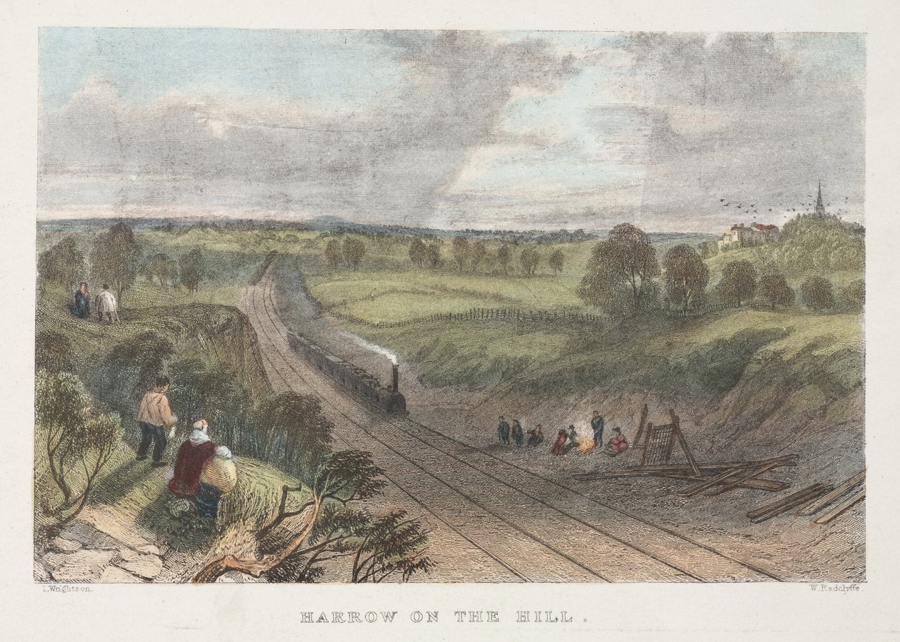 Harrow on the Hill, kaiverrus W. Radclyffe tekijältä L. after Wrightson