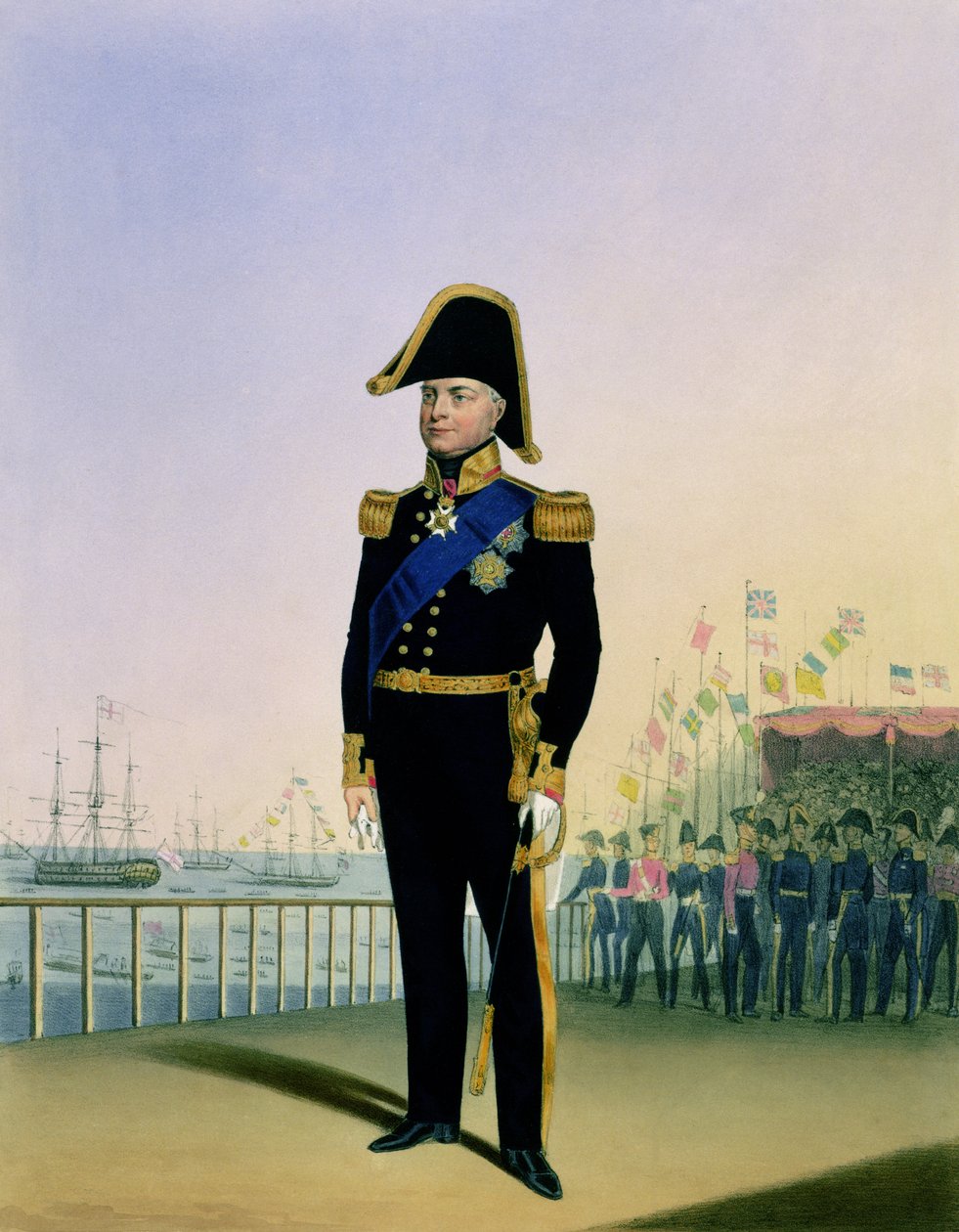 Kuningas Vilhelm IV:n (1765-1837) muotokuva 14. julkaisusta "Kuninkaallisen laivaston ja merijalkaväen puku", taiteilijoiden kaivertama, n. 1830-37 tekijältä L. and Eschauzier, St. Mansion