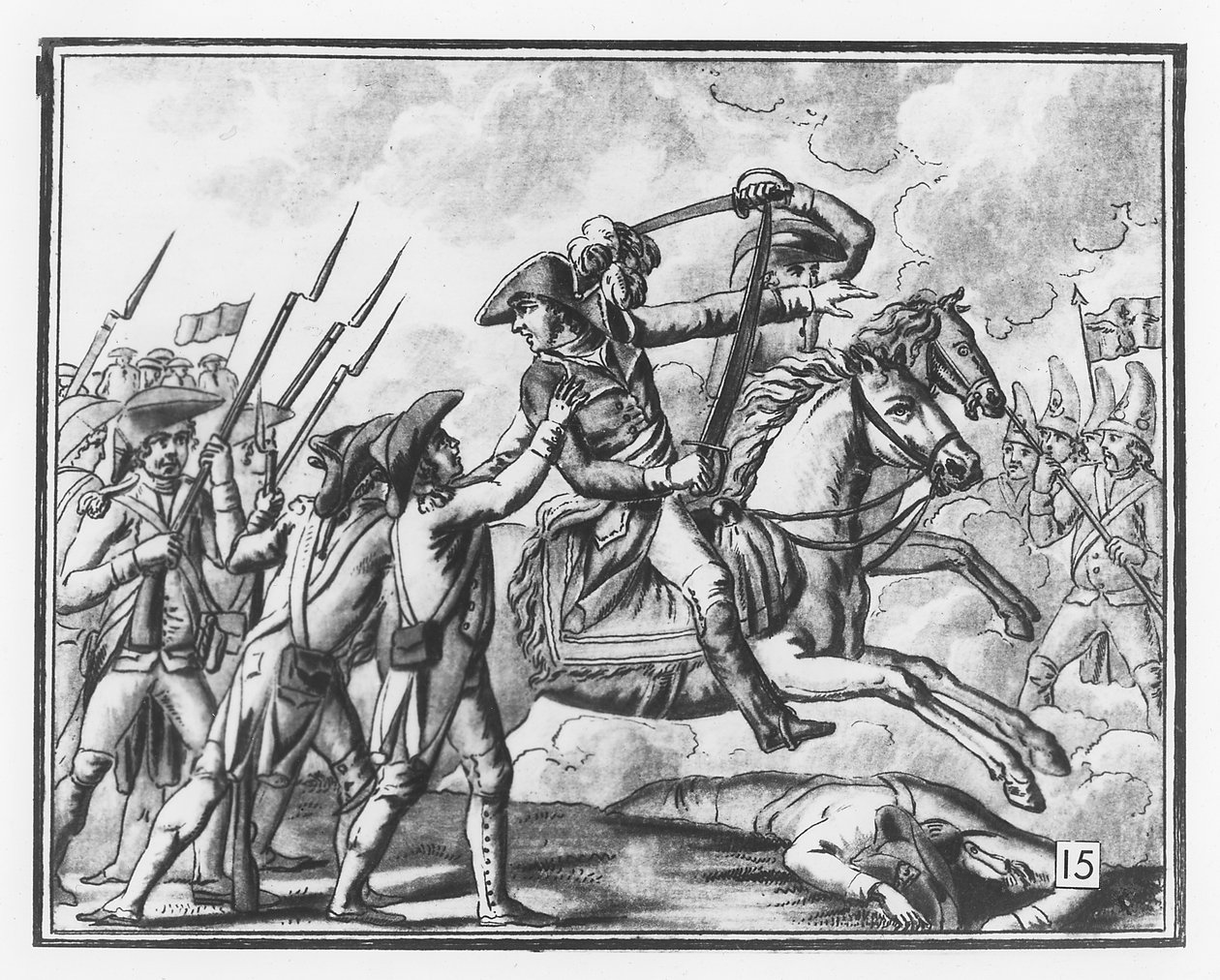 Kenraali Joubertin kuolema Novin taistelussa 1799 tekijältä L.F. Labrousse