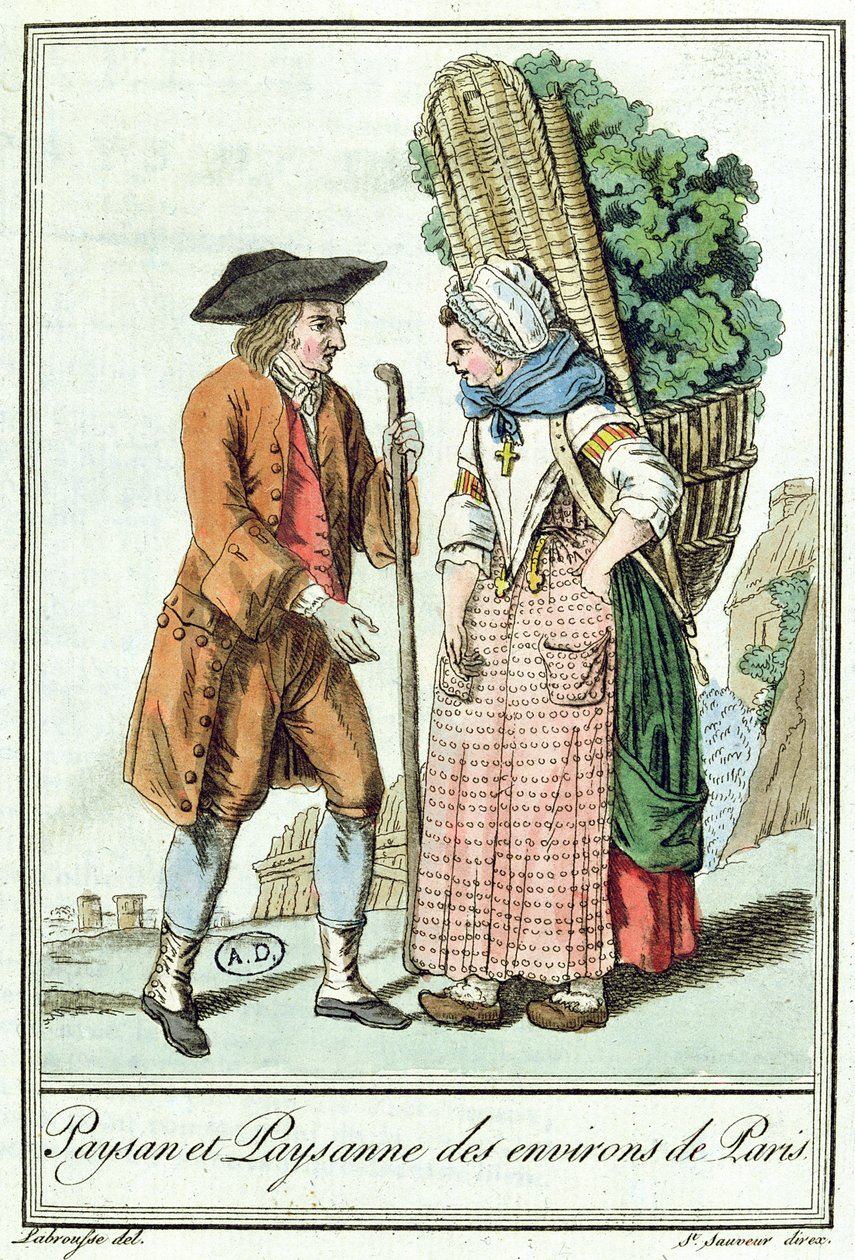 Pariisin seudun talonpoikia, Jules Grasset de Saint-Sauveurin (1757-1810) "Encylopedie des Voyages" -teoksesta 1796. tekijältä L.F. Labrousse