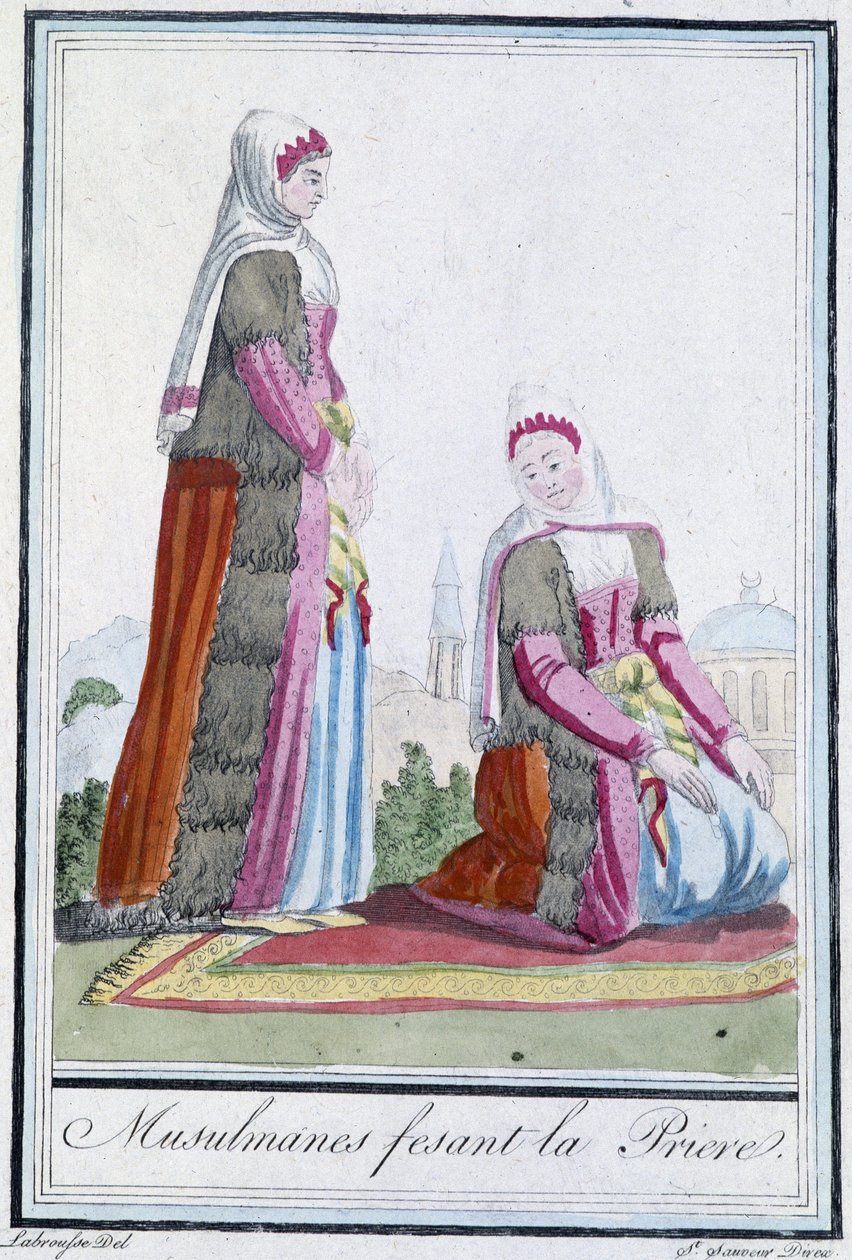 Muslimit rukouksessa - J. Grasset St Sauveurin "" Encyclopédie des voyages -kirjassa, toim. Deroy, Pariisi tekijältä L.F. Labrousse