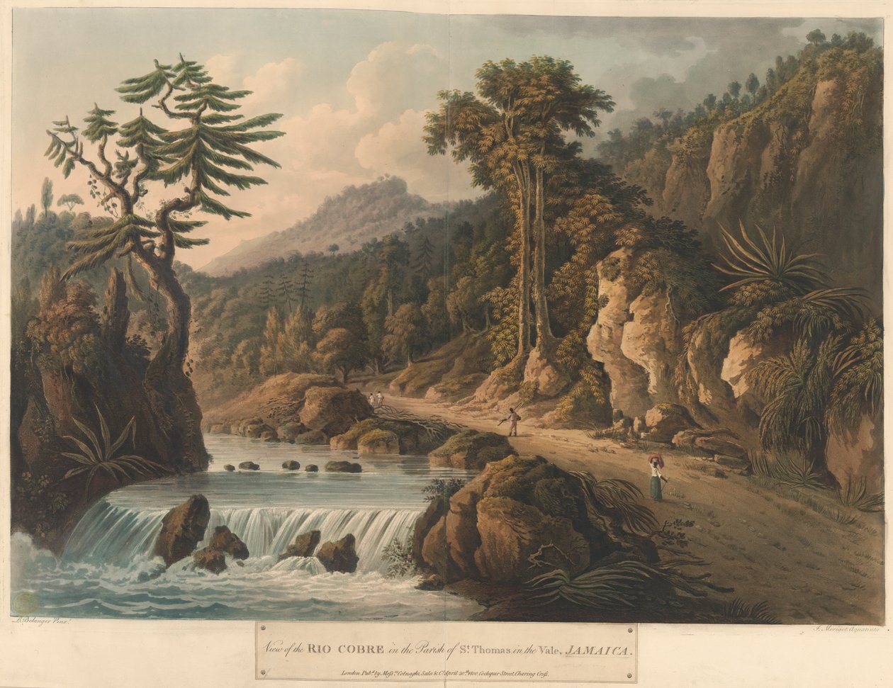 Rio Cobre, Six Viewsista Jamaikan saarella, litografia I. Merigot tekijältä L. (after) Belanger