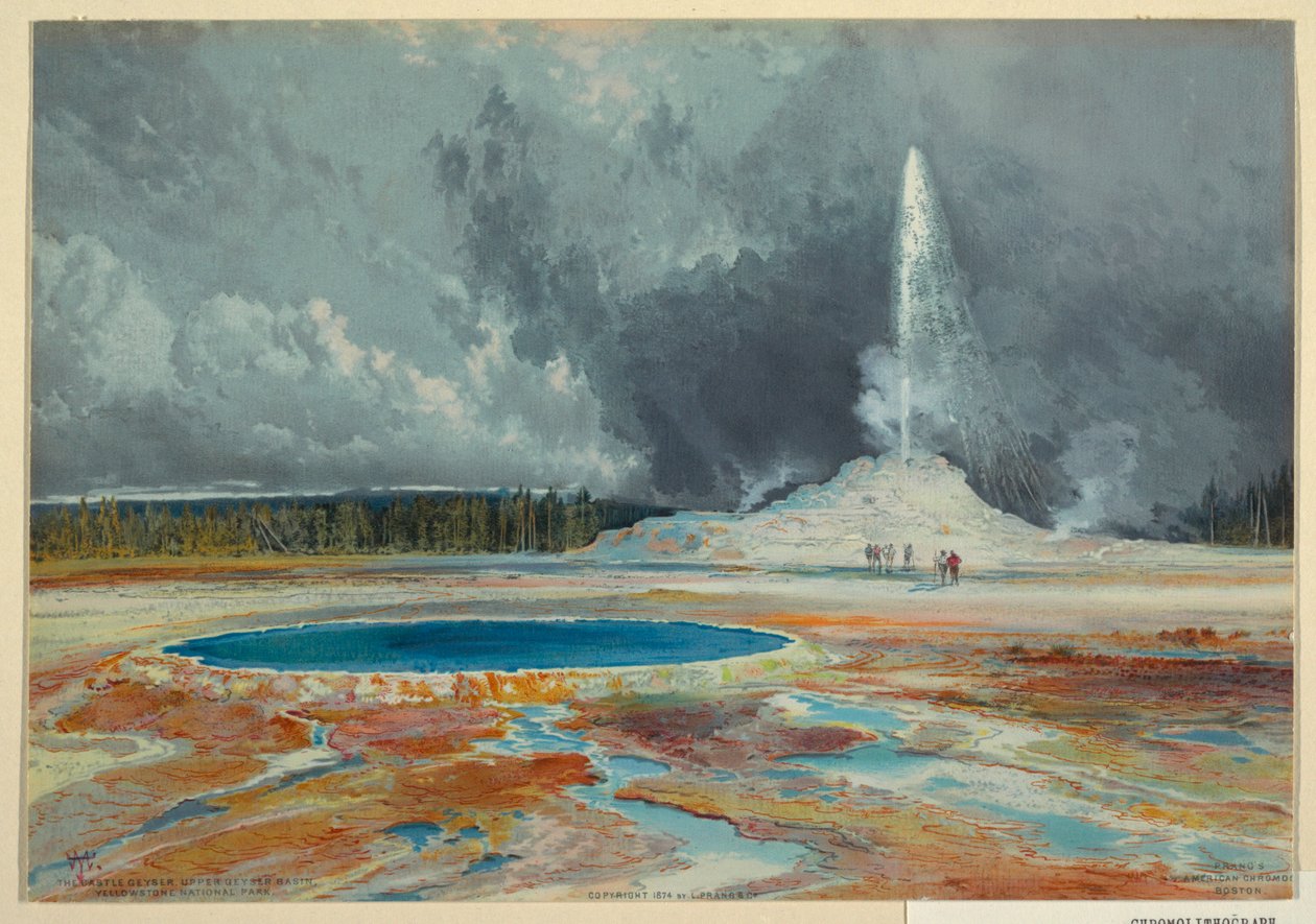 Tuloste, Castle Geyser, Ylempi Geyser-allas, Yellowstonen kansallispuisto tekijältä L. Prang and Company