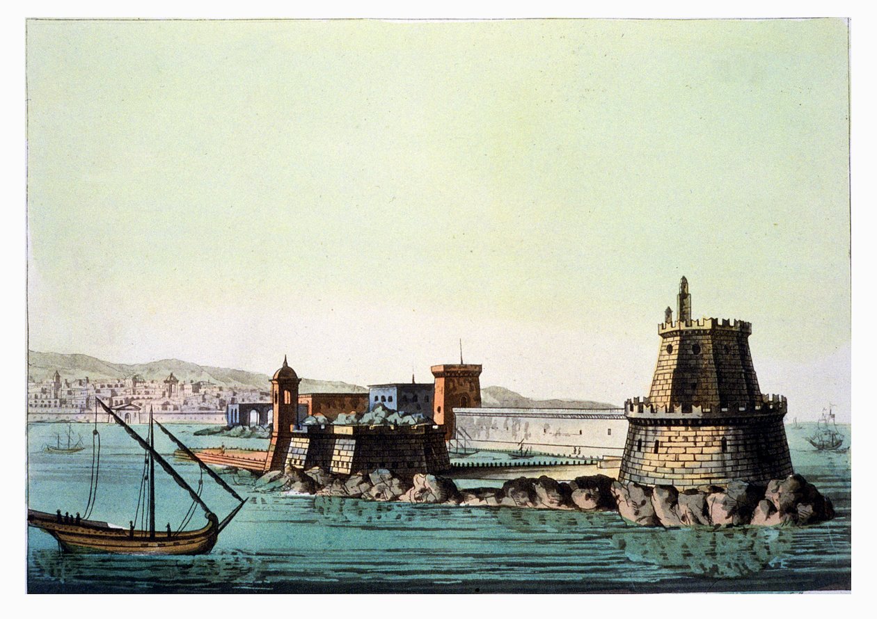Algerin satama ja myyrä, levy 69 Jules Ferrarion teoksesta "Le Costume Ancien et Moderne", kaiverrus Gaetano Zanson (1771-1816), julkaistu noin 1820-30-luvulla tekijältä L. Rossi