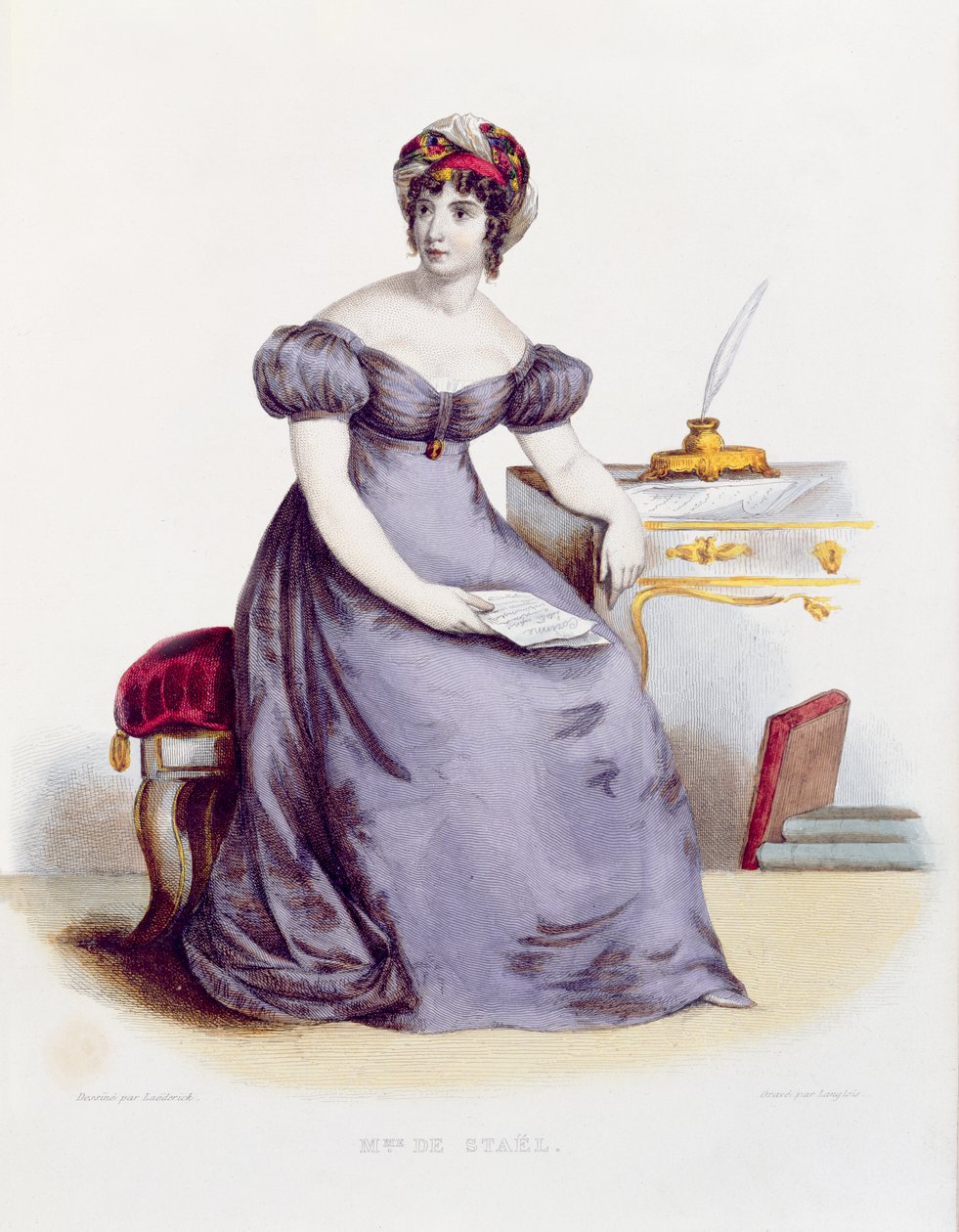 Rouva de Stael, n. 1840 (värikaiverrus) tekijältä Laederick