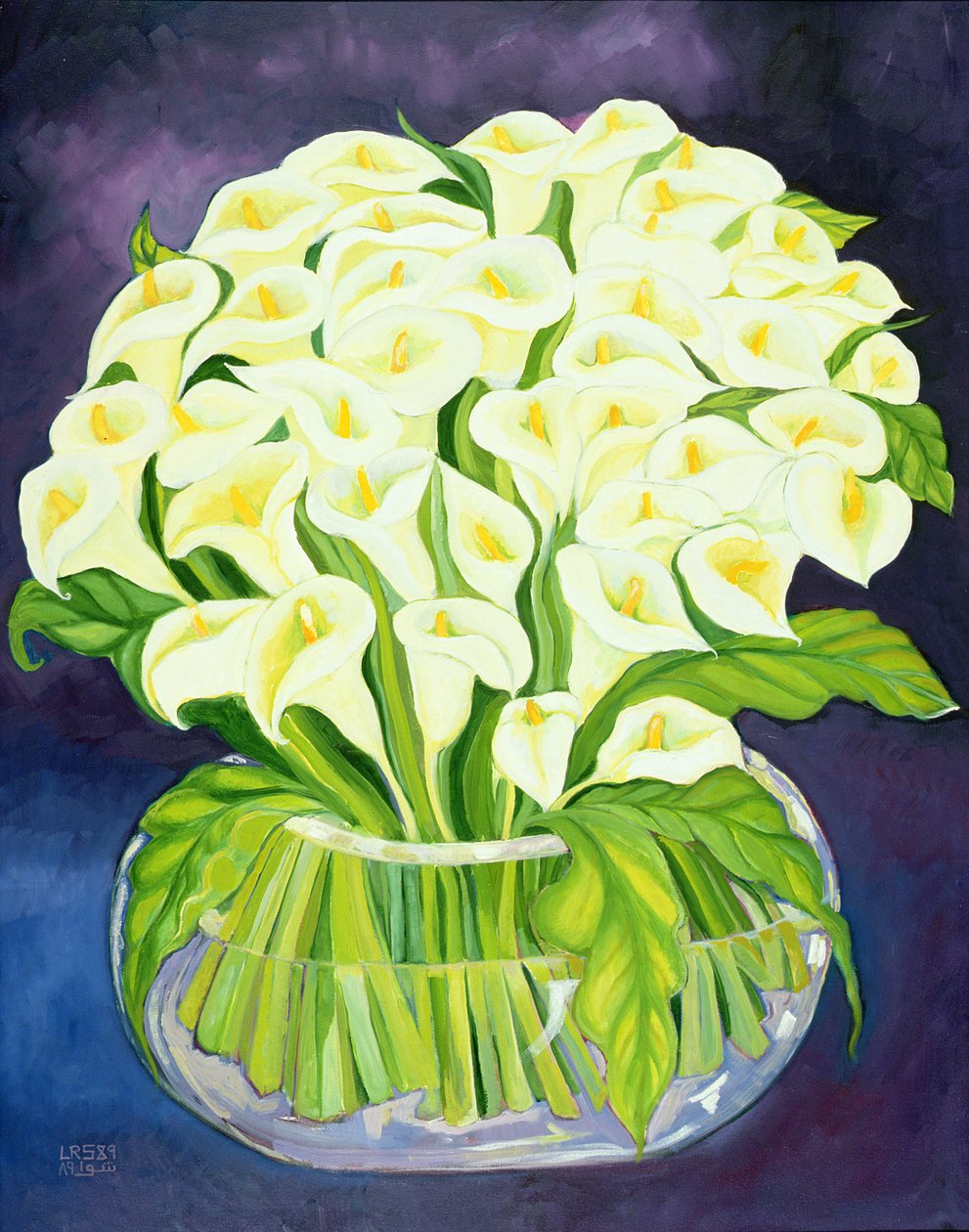 Calla Lilies, 1989 (akryyli kankaalle) tekijältä Laila Shawa