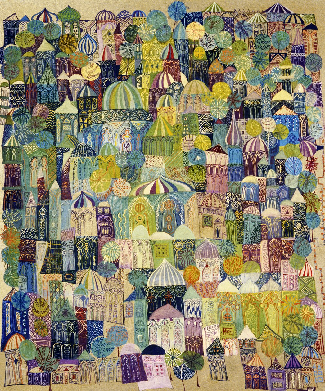 Jerusalem, 1970 (painoöljyt aluksella) tekijältä Laila Shawa