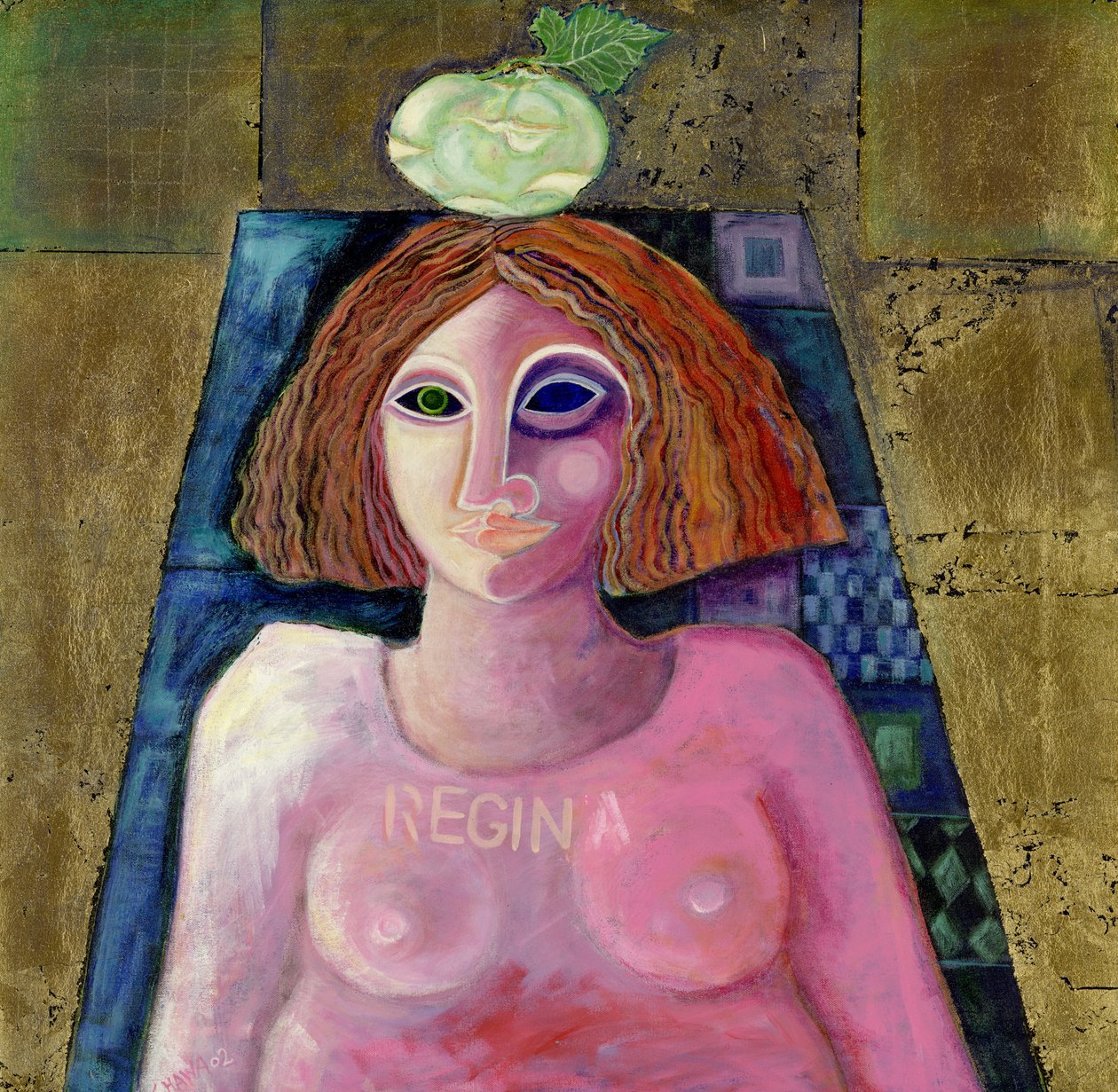 Regina, 2004 (akryyli- ja metallilehti kankaalle) tekijältä Laila Shawa