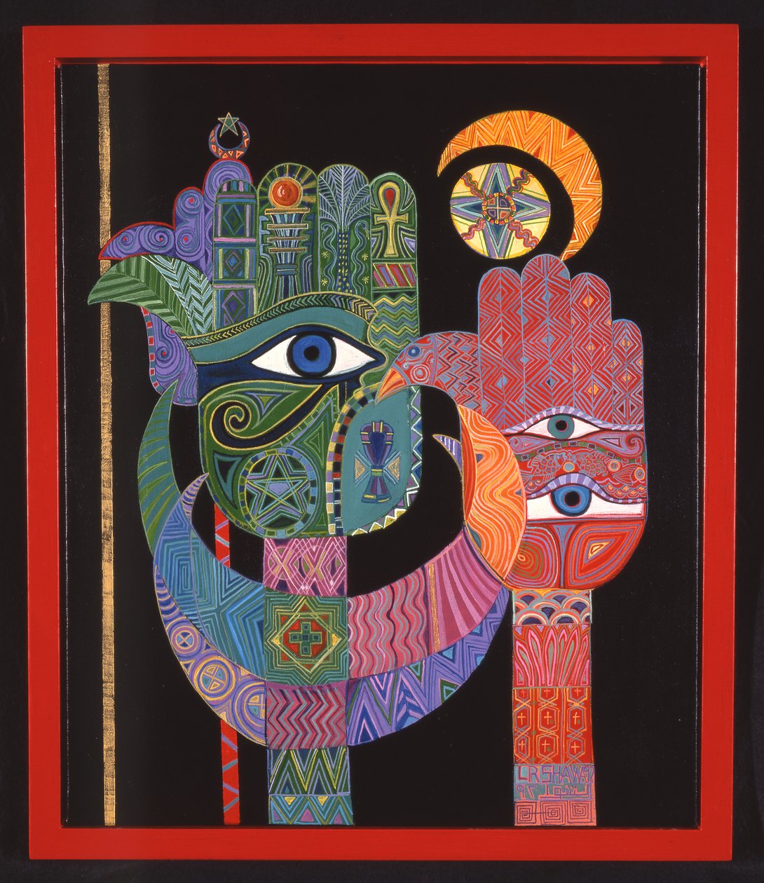 Symbolit, 1992 (akryyli kankaalle) tekijältä Laila Shawa