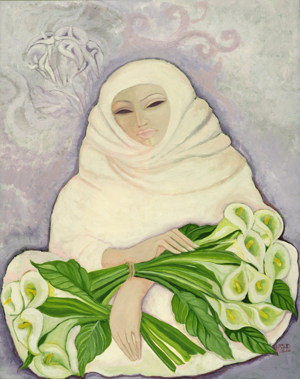The Lily Seller, 1989 (akryyli kankaalle) tekijältä Laila Shawa